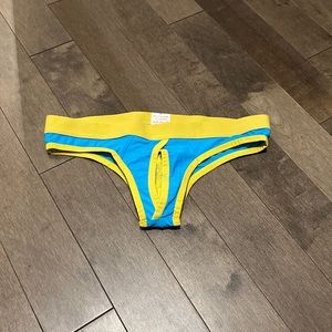 Blue and yellow brief